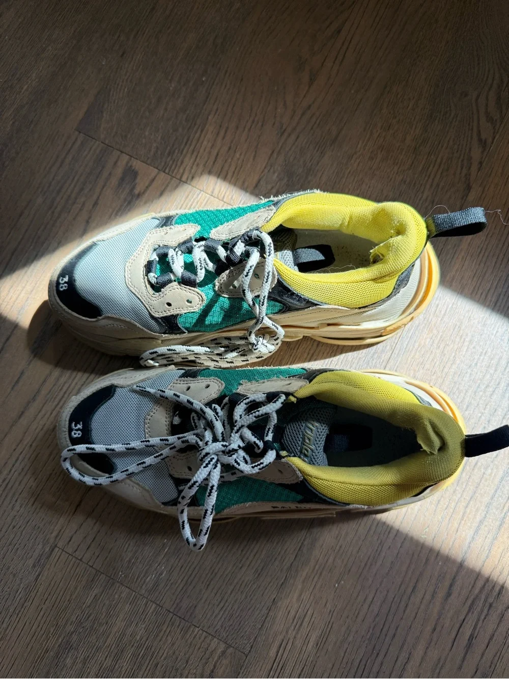 Balenciaga women’s triple S size 38 women Yellow, Teal & Black Triple S Sneakers